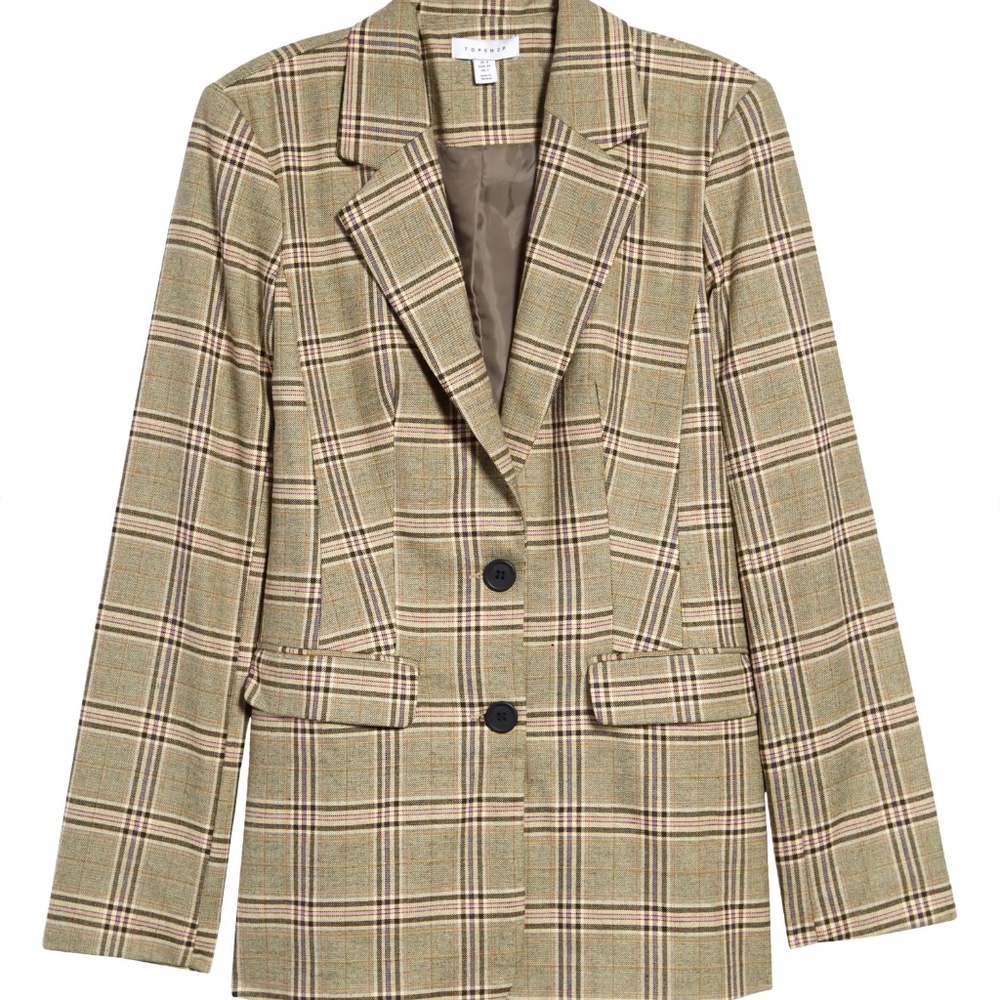 Top Shop Suit jacket Plaid Brown Size 6